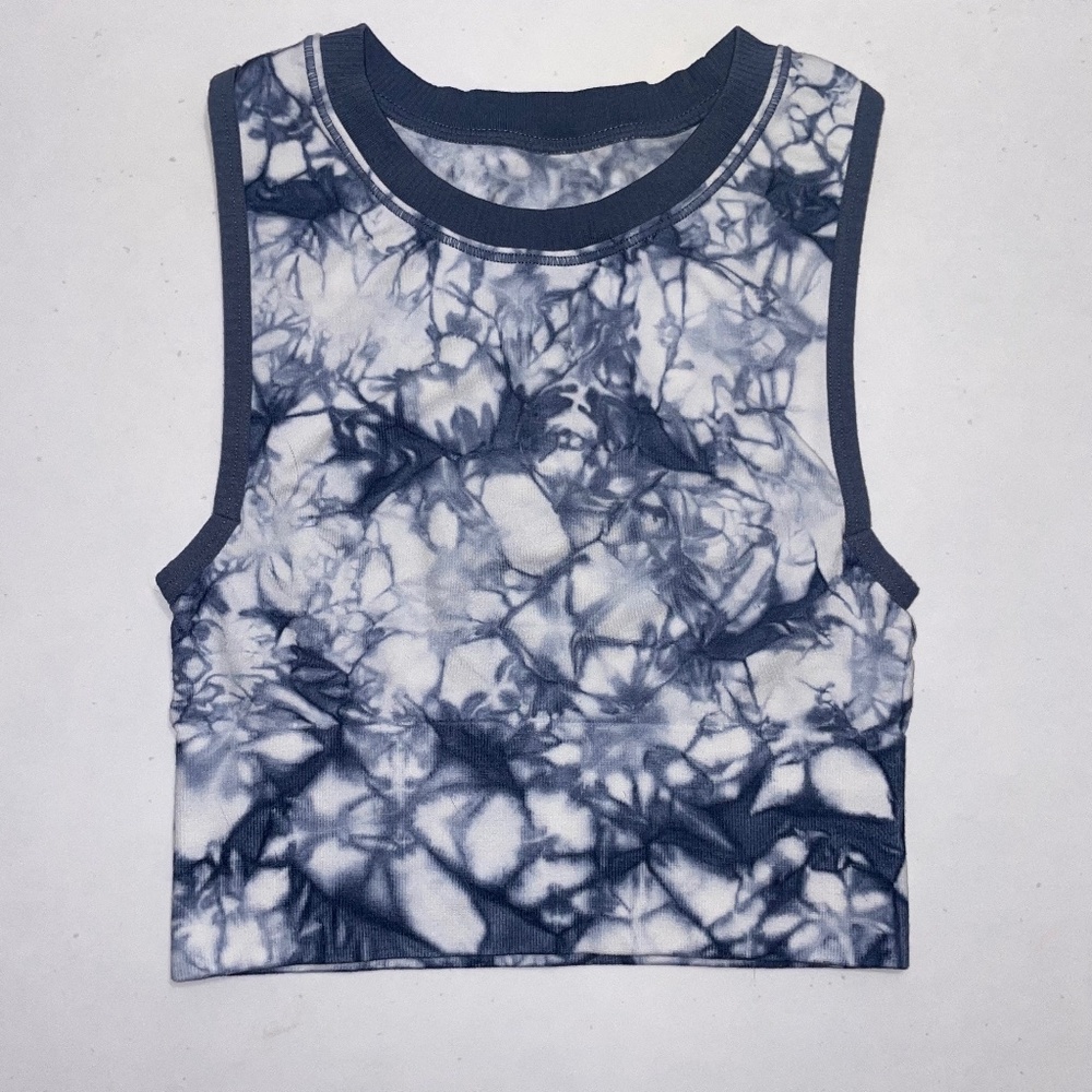 Colsie Women’s XS Blue Marble High Neck Cropped Tank Top